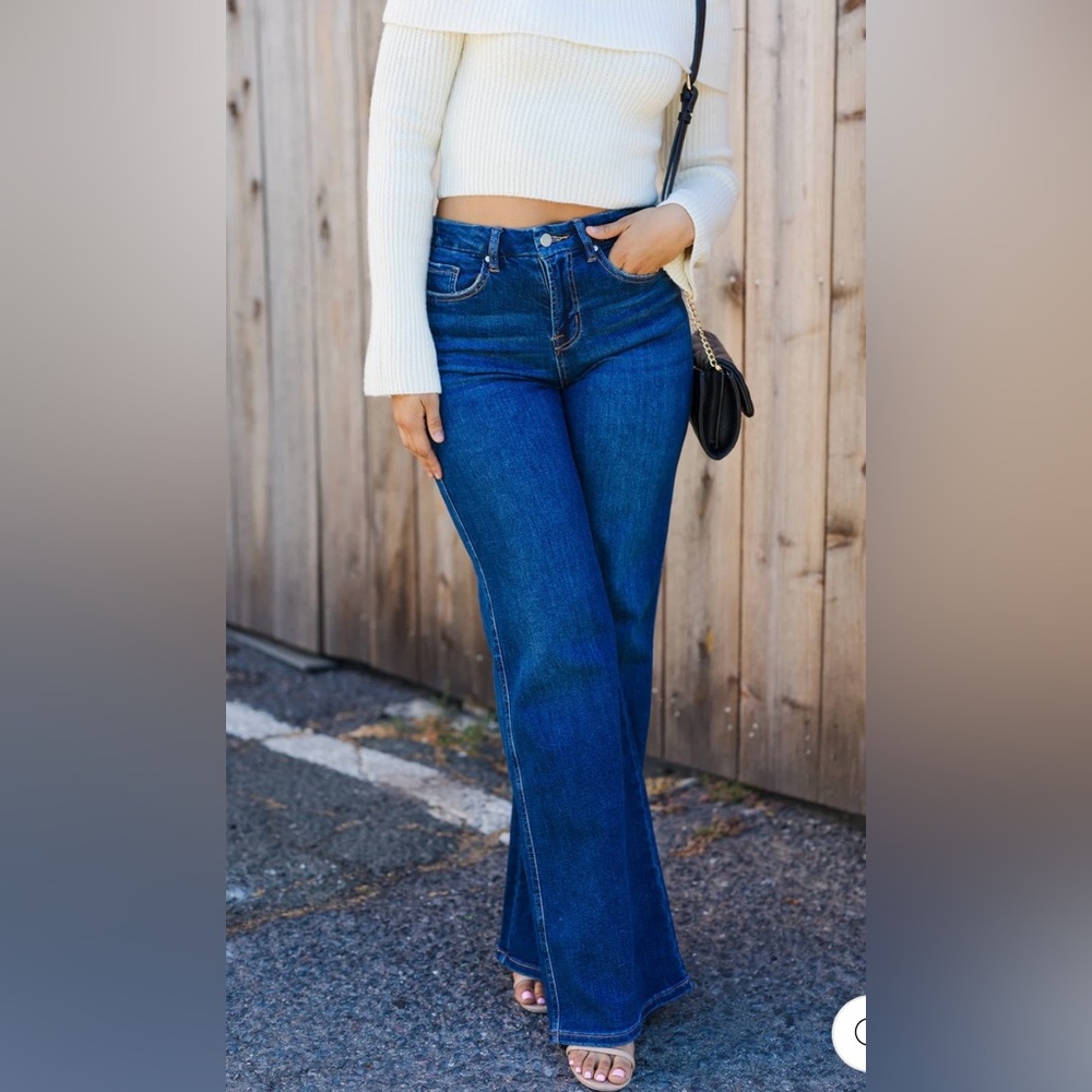Boutique‎ Dark Wash High Rise Flare Jeans Stretch Classic Twelve By Ontwelfth
